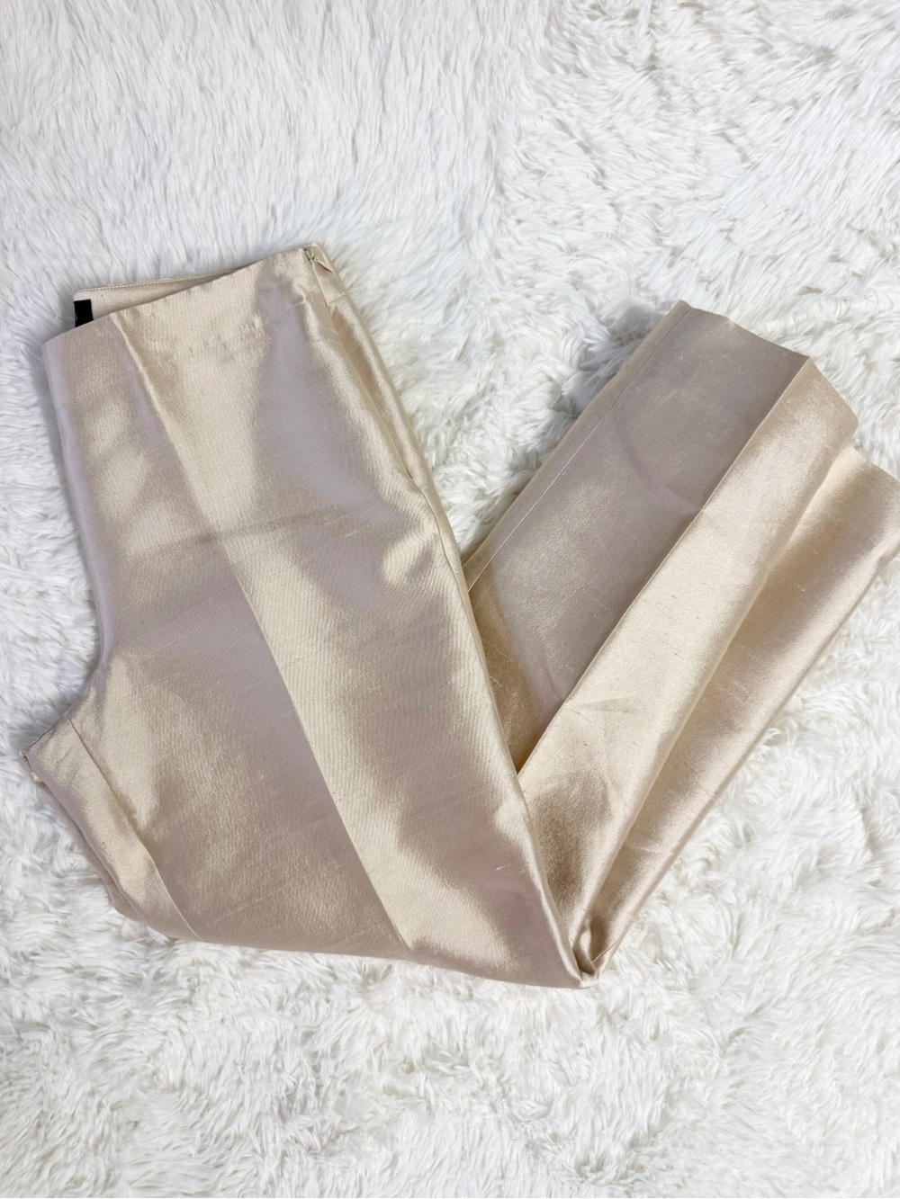 Talbots Signature Silk Wool Side Zip Pants Size 6 Champagne